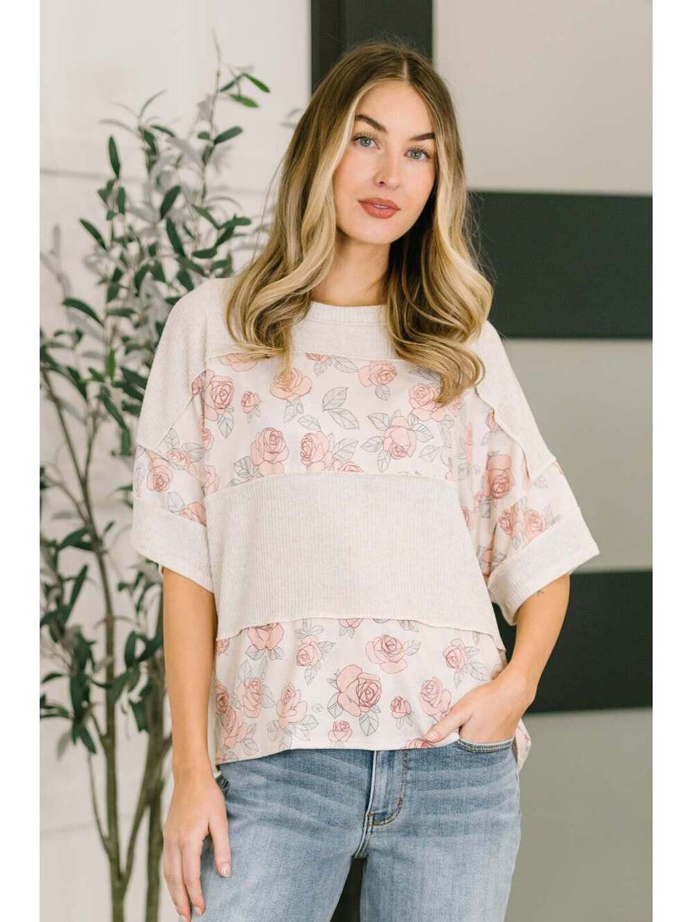 Painting the Roses Color Block Relaxed Top